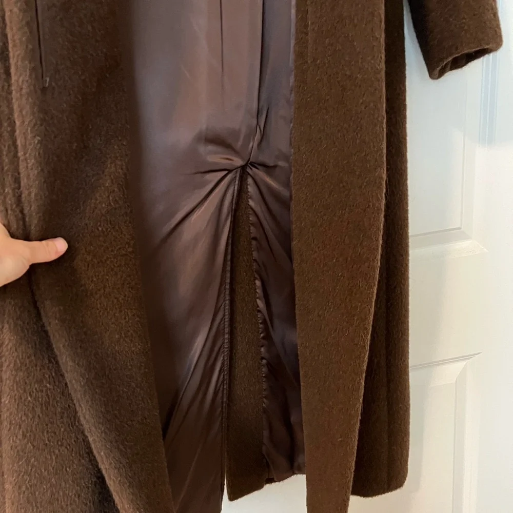 Max Mara Brown Alpaca & Virgin Wool Funnel Neck Coat - Picture 9 of 12